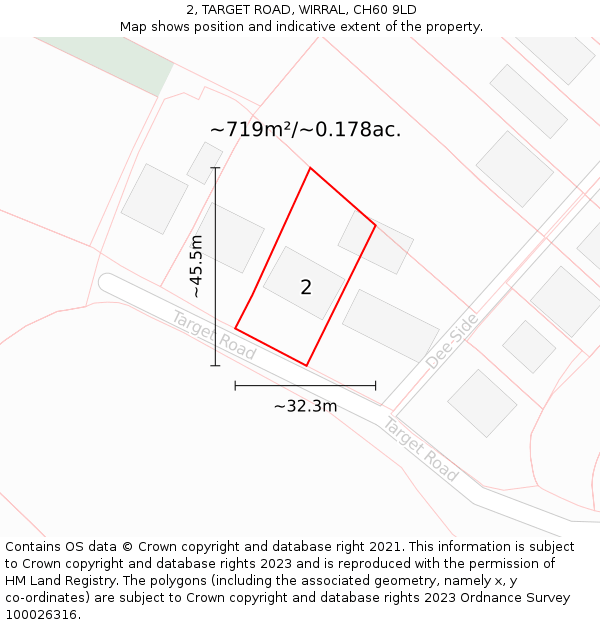 2, TARGET ROAD, WIRRAL, CH60 9LD: Plot and title map