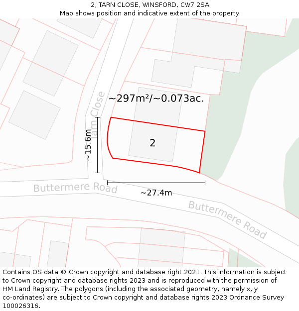 2, TARN CLOSE, WINSFORD, CW7 2SA: Plot and title map