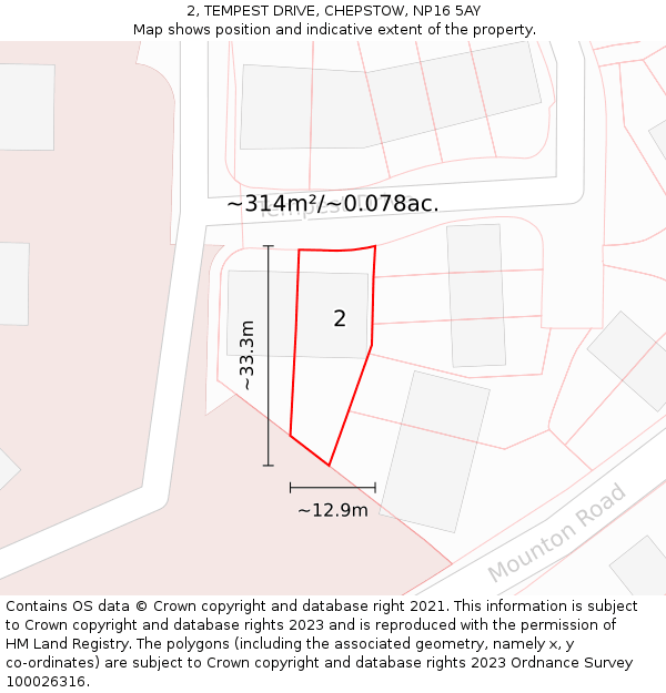 2, TEMPEST DRIVE, CHEPSTOW, NP16 5AY: Plot and title map