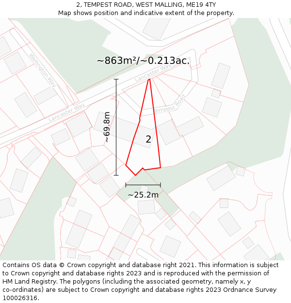 2, TEMPEST ROAD, WEST MALLING, ME19 4TY: Plot and title map
