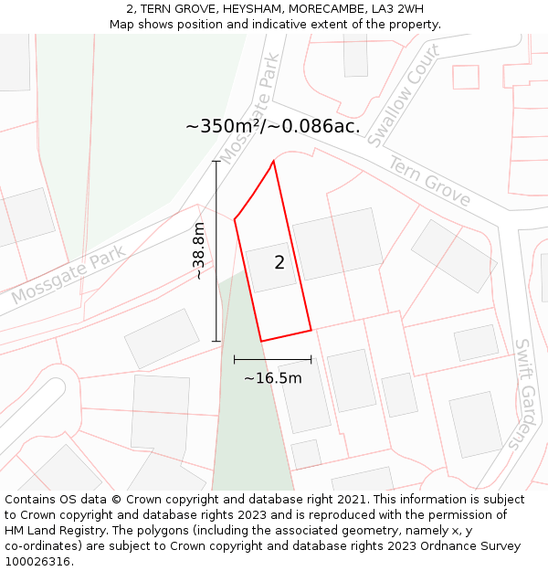 2, TERN GROVE, HEYSHAM, MORECAMBE, LA3 2WH: Plot and title map