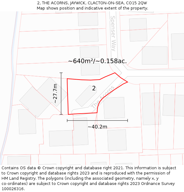 2, THE ACORNS, JAYWICK, CLACTON-ON-SEA, CO15 2QW: Plot and title map