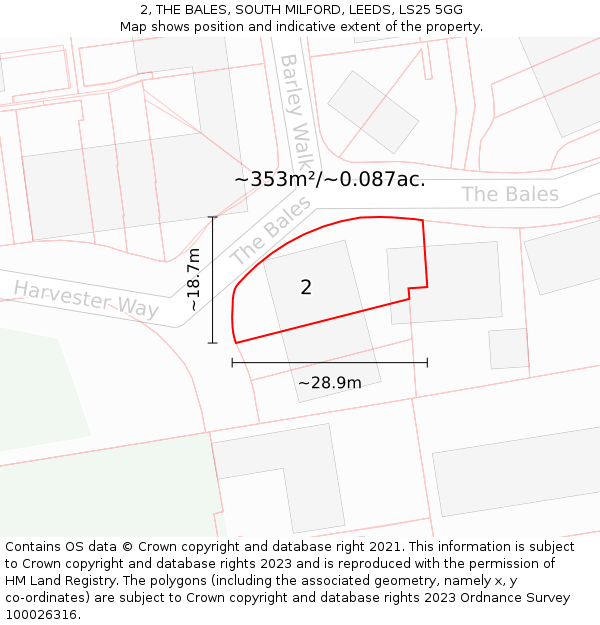 2, THE BALES, SOUTH MILFORD, LEEDS, LS25 5GG: Plot and title map