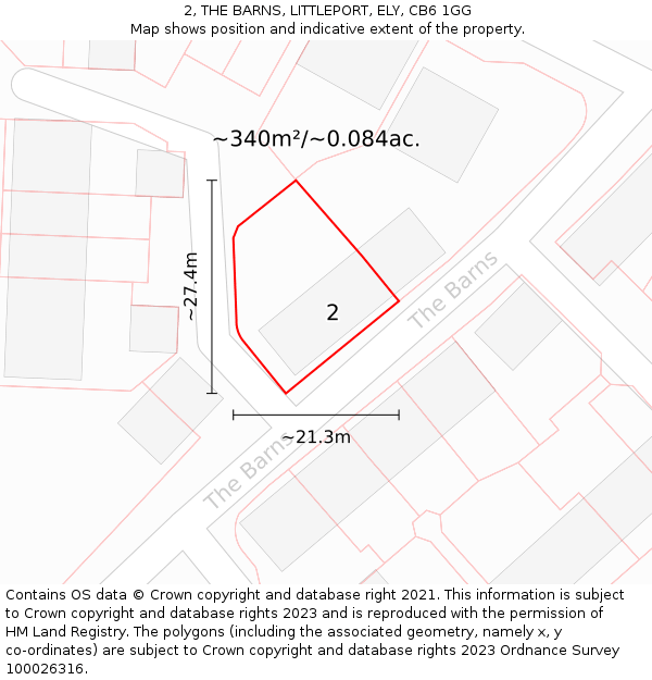 2, THE BARNS, LITTLEPORT, ELY, CB6 1GG: Plot and title map