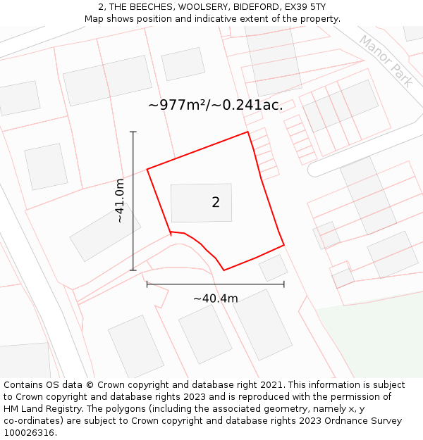 2, THE BEECHES, WOOLSERY, BIDEFORD, EX39 5TY: Plot and title map