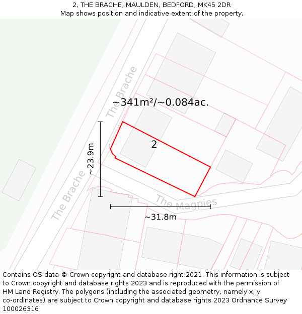 2, THE BRACHE, MAULDEN, BEDFORD, MK45 2DR: Plot and title map
