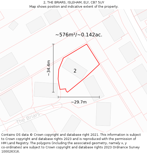 2, THE BRIARS, ISLEHAM, ELY, CB7 5UY: Plot and title map