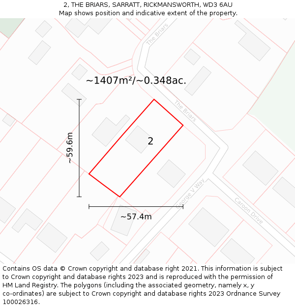 2, THE BRIARS, SARRATT, RICKMANSWORTH, WD3 6AU: Plot and title map