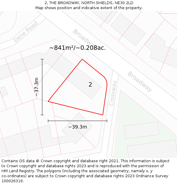 2, THE BROADWAY, NORTH SHIELDS, NE30 2LD: Plot and title map
