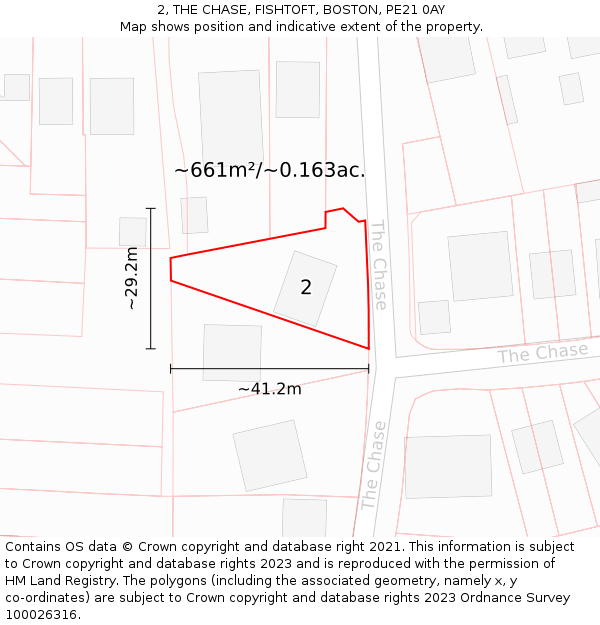 2, THE CHASE, FISHTOFT, BOSTON, PE21 0AY: Plot and title map