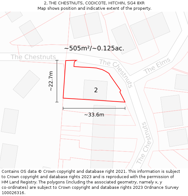 2, THE CHESTNUTS, CODICOTE, HITCHIN, SG4 8XR: Plot and title map