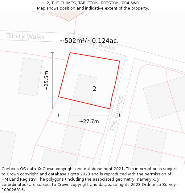 2, THE CHIMES, TARLETON, PRESTON, PR4 6WD: Plot and title map