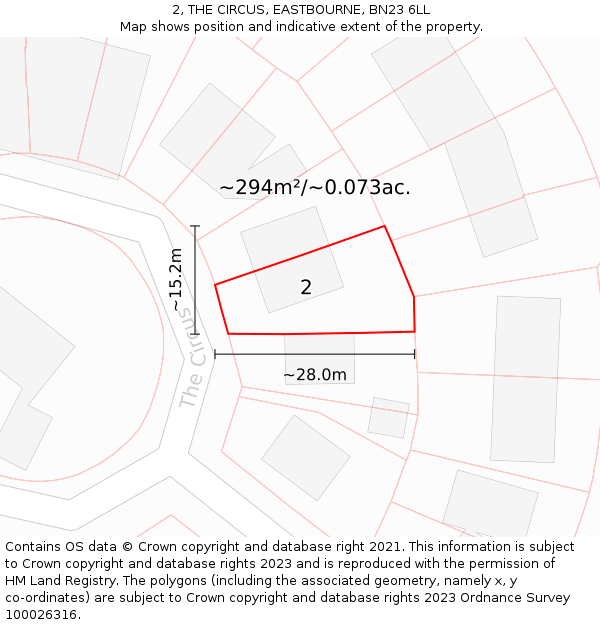 2, THE CIRCUS, EASTBOURNE, BN23 6LL: Plot and title map