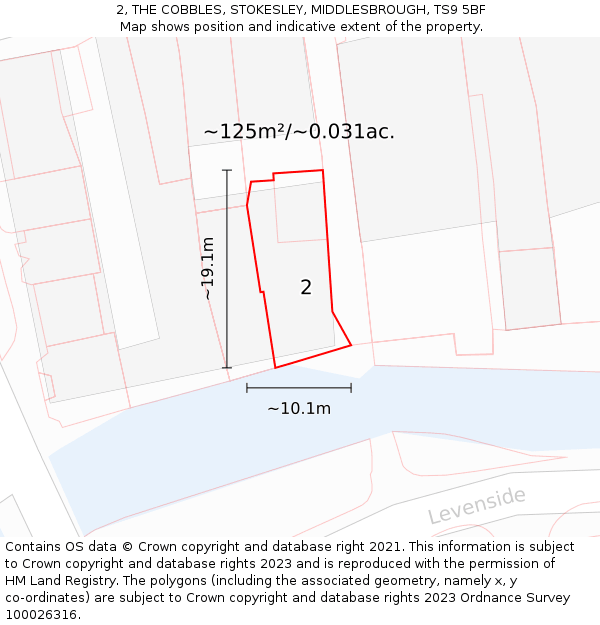 2, THE COBBLES, STOKESLEY, MIDDLESBROUGH, TS9 5BF: Plot and title map