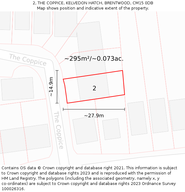 2, THE COPPICE, KELVEDON HATCH, BRENTWOOD, CM15 0DB: Plot and title map