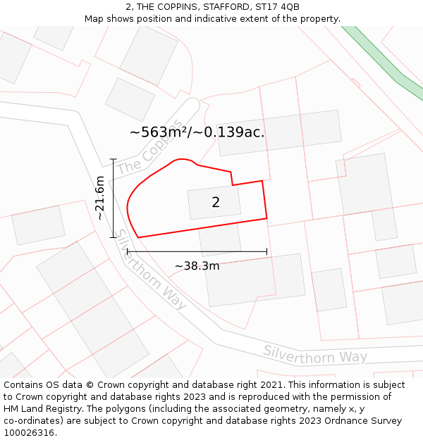 2, THE COPPINS, STAFFORD, ST17 4QB: Plot and title map