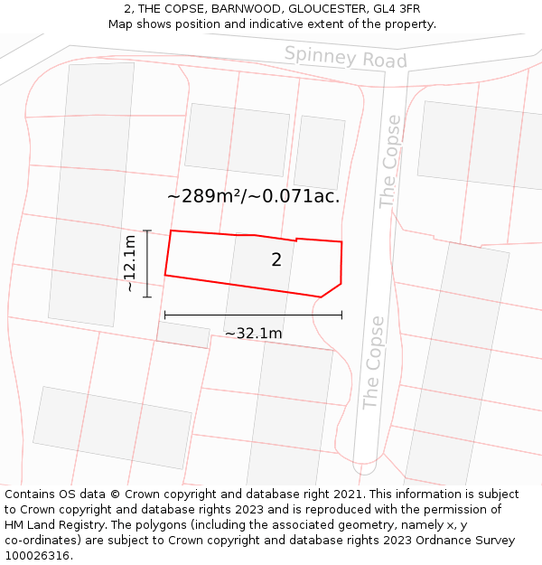 2, THE COPSE, BARNWOOD, GLOUCESTER, GL4 3FR: Plot and title map