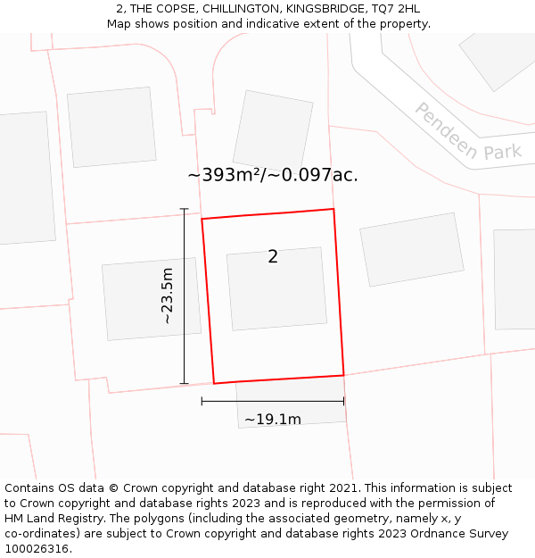 2, THE COPSE, CHILLINGTON, KINGSBRIDGE, TQ7 2HL: Plot and title map