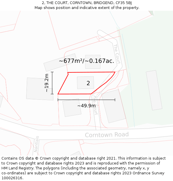 2, THE COURT, CORNTOWN, BRIDGEND, CF35 5BJ: Plot and title map