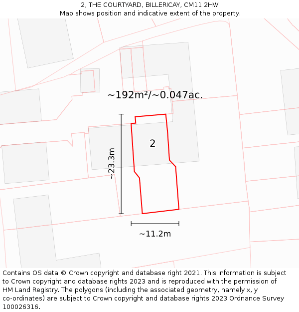 2, THE COURTYARD, BILLERICAY, CM11 2HW: Plot and title map