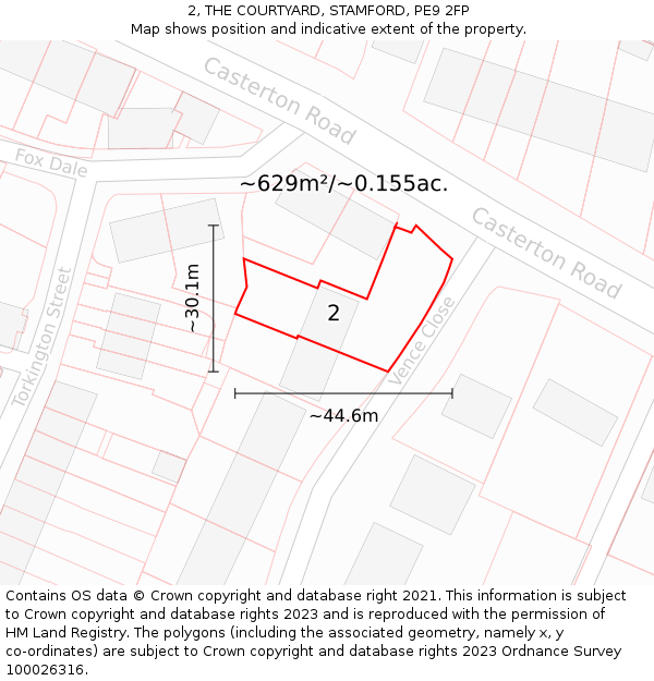 2, THE COURTYARD, STAMFORD, PE9 2FP: Plot and title map