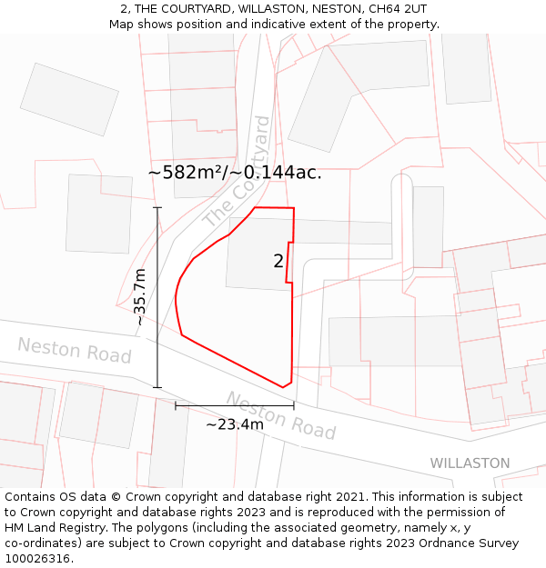 2, THE COURTYARD, WILLASTON, NESTON, CH64 2UT: Plot and title map