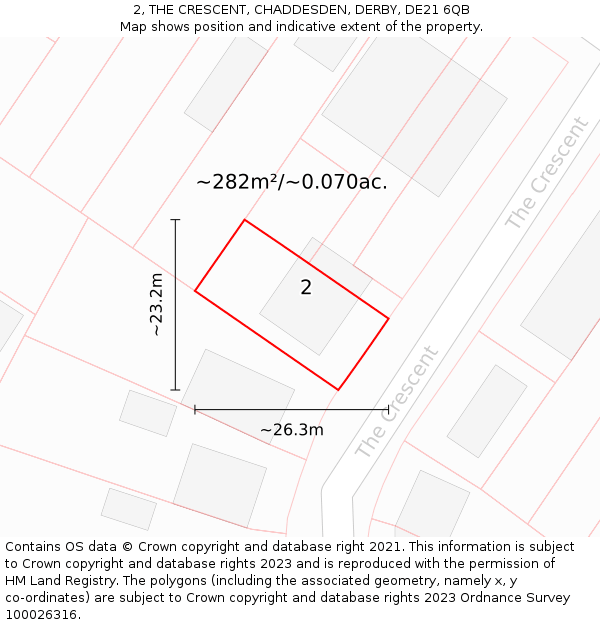 2, THE CRESCENT, CHADDESDEN, DERBY, DE21 6QB: Plot and title map
