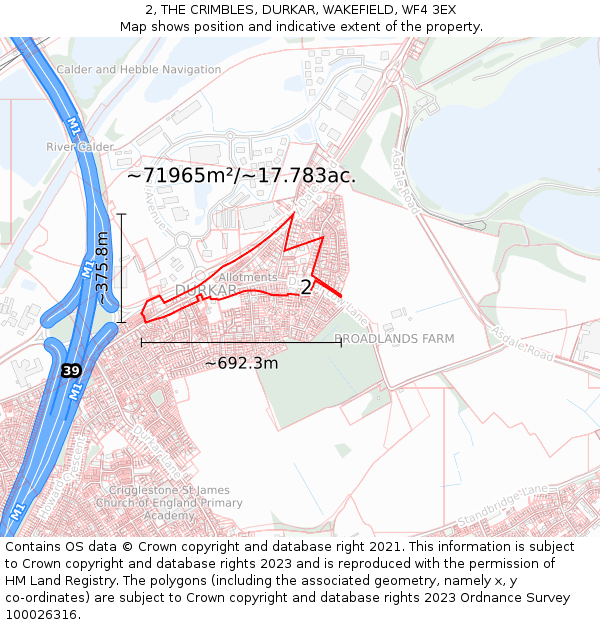 2, THE CRIMBLES, DURKAR, WAKEFIELD, WF4 3EX: Plot and title map