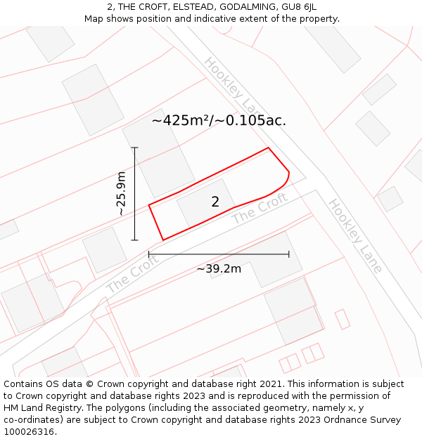 2, THE CROFT, ELSTEAD, GODALMING, GU8 6JL: Plot and title map
