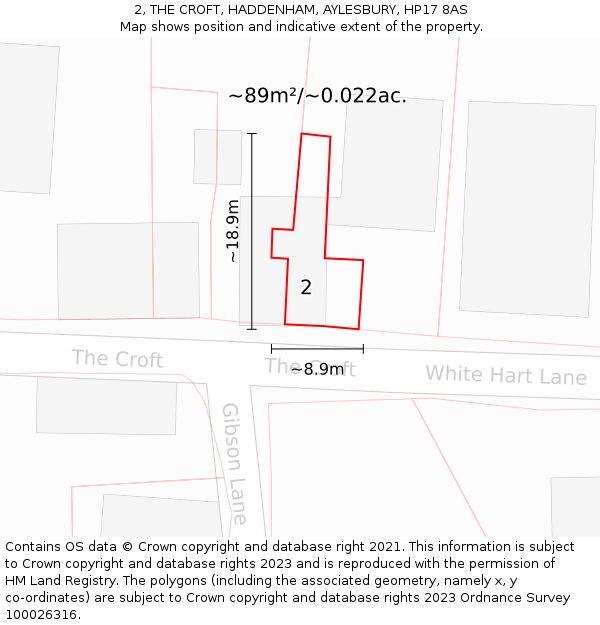 2, THE CROFT, HADDENHAM, AYLESBURY, HP17 8AS: Plot and title map