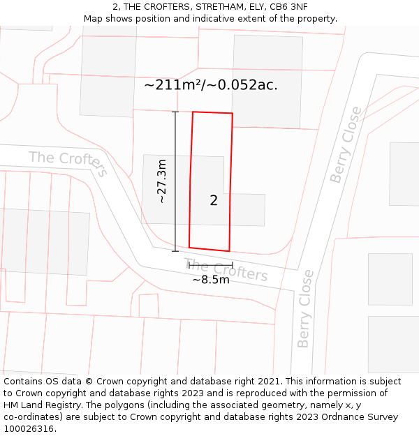 2, THE CROFTERS, STRETHAM, ELY, CB6 3NF: Plot and title map