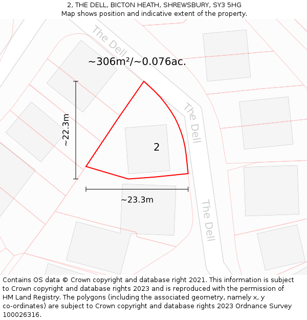 2, THE DELL, BICTON HEATH, SHREWSBURY, SY3 5HG: Plot and title map