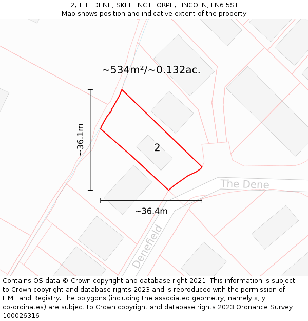 2, THE DENE, SKELLINGTHORPE, LINCOLN, LN6 5ST: Plot and title map