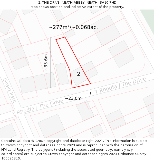 2, THE DRIVE, NEATH ABBEY, NEATH, SA10 7HD: Plot and title map