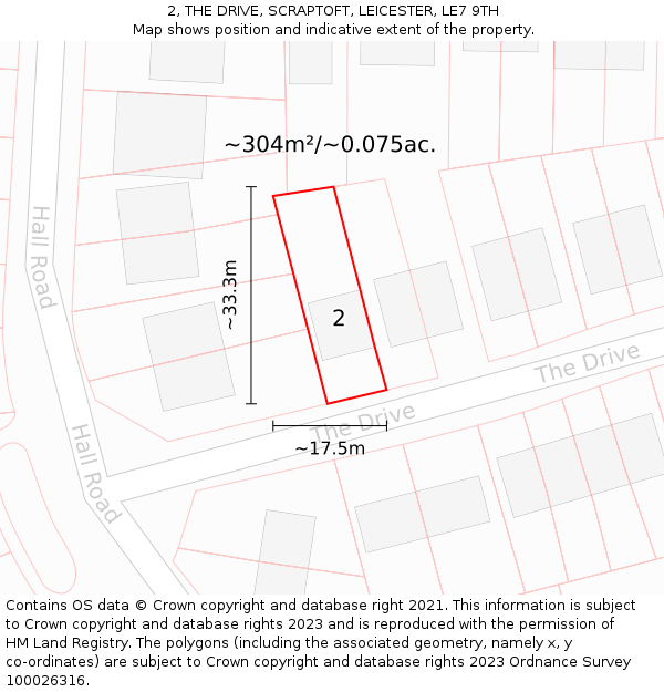 2, THE DRIVE, SCRAPTOFT, LEICESTER, LE7 9TH: Plot and title map