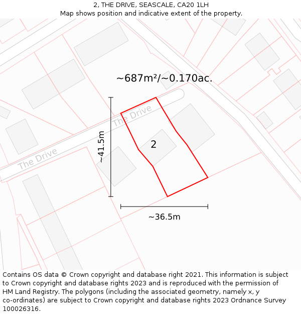 2, THE DRIVE, SEASCALE, CA20 1LH: Plot and title map