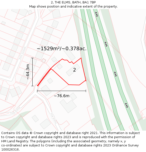 2, THE ELMS, BATH, BA1 7BP: Plot and title map