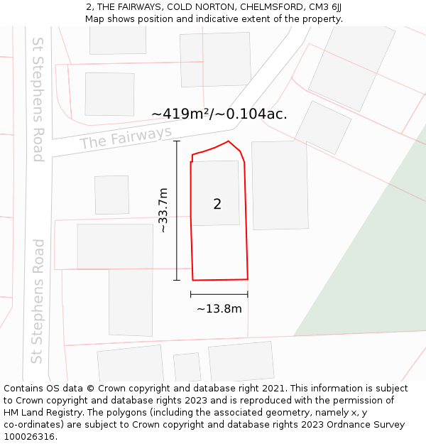 2, THE FAIRWAYS, COLD NORTON, CHELMSFORD, CM3 6JJ: Plot and title map