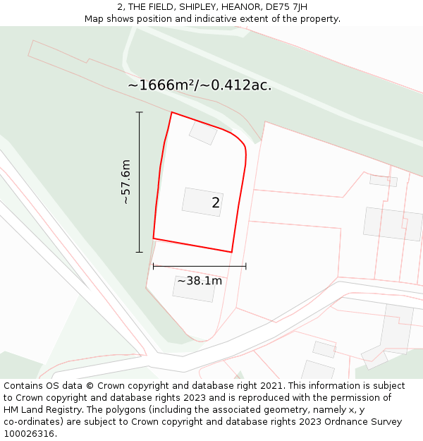 2, THE FIELD, SHIPLEY, HEANOR, DE75 7JH: Plot and title map