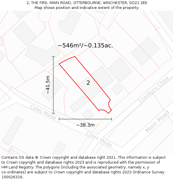 2, THE FIRS, MAIN ROAD, OTTERBOURNE, WINCHESTER, SO21 2EE: Plot and title map