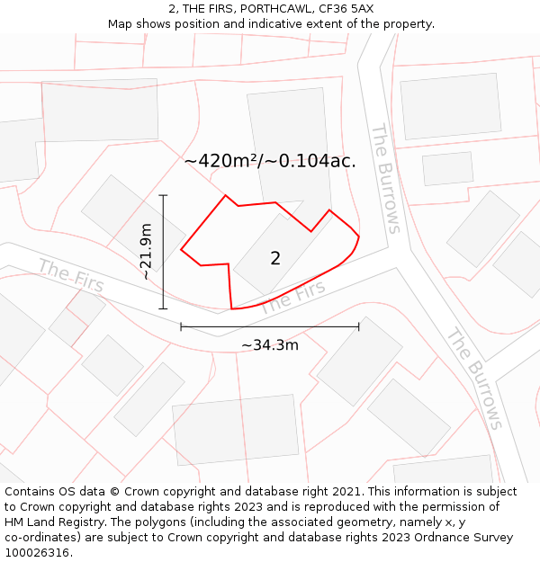 2, THE FIRS, PORTHCAWL, CF36 5AX: Plot and title map