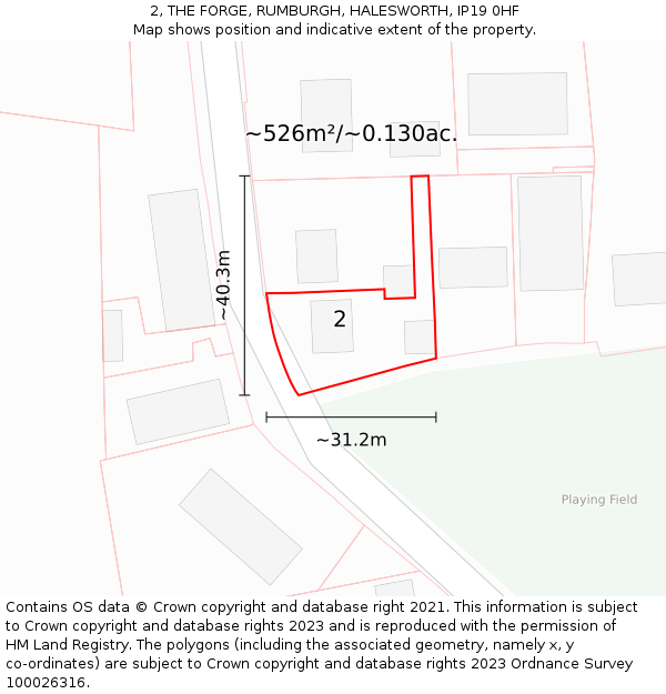 2, THE FORGE, RUMBURGH, HALESWORTH, IP19 0HF: Plot and title map