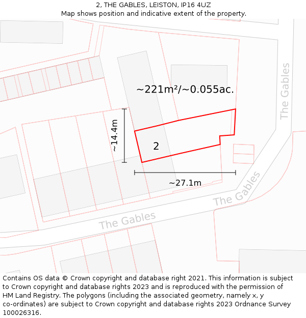 2, THE GABLES, LEISTON, IP16 4UZ: Plot and title map
