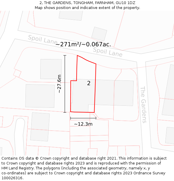 2, THE GARDENS, TONGHAM, FARNHAM, GU10 1DZ: Plot and title map