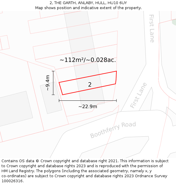 2, THE GARTH, ANLABY, HULL, HU10 6UY: Plot and title map