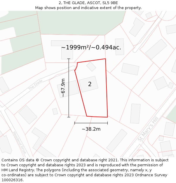 2, THE GLADE, ASCOT, SL5 9BE: Plot and title map