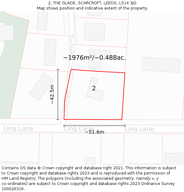2, THE GLADE, SCARCROFT, LEEDS, LS14 3JG: Plot and title map
