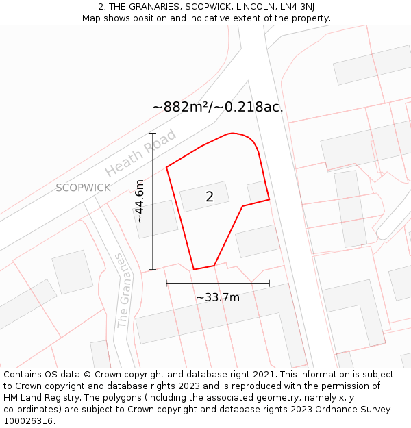 2, THE GRANARIES, SCOPWICK, LINCOLN, LN4 3NJ: Plot and title map