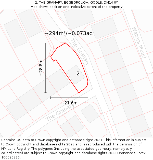 2, THE GRANARY, EGGBOROUGH, GOOLE, DN14 0YJ: Plot and title map