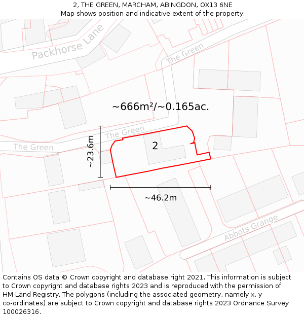 2, THE GREEN, MARCHAM, ABINGDON, OX13 6NE: Plot and title map